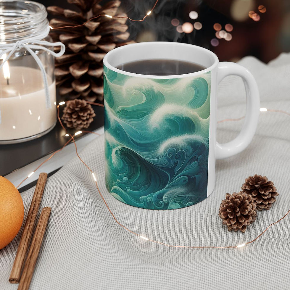 Thumbnail: Tropical Beach Waves Ceramic Coffee Mug, (11oz, 15oz) #2