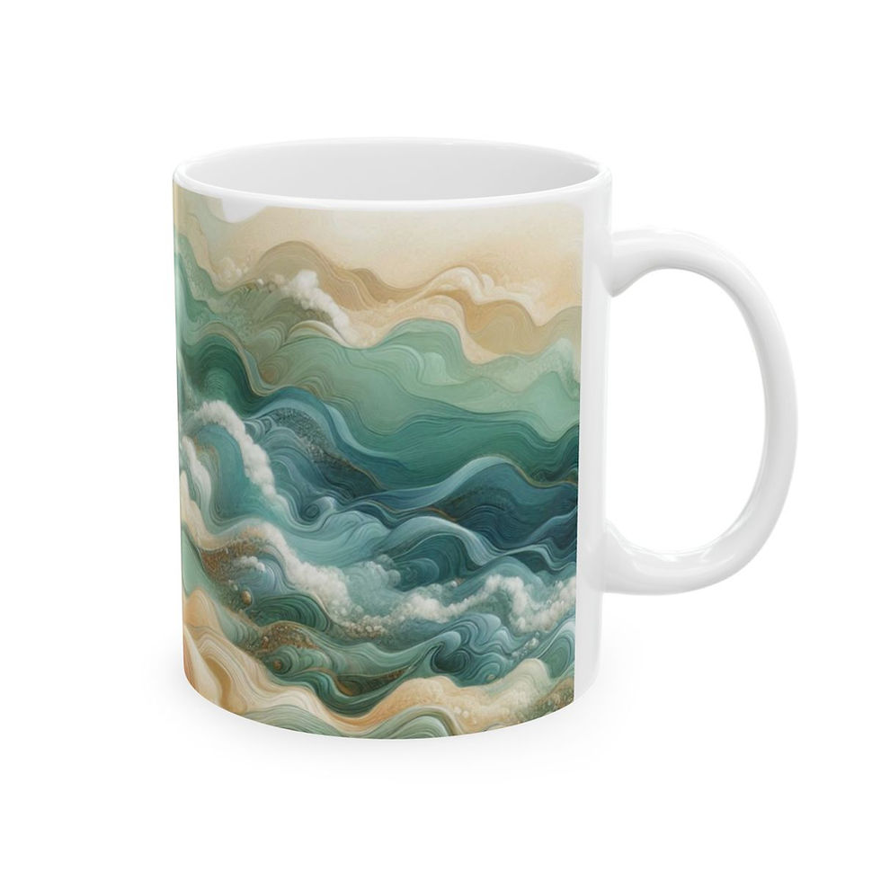 Thumbnail: Tropical Beach Waves Ceramic Coffee Mug, (11oz, 15oz) #4
