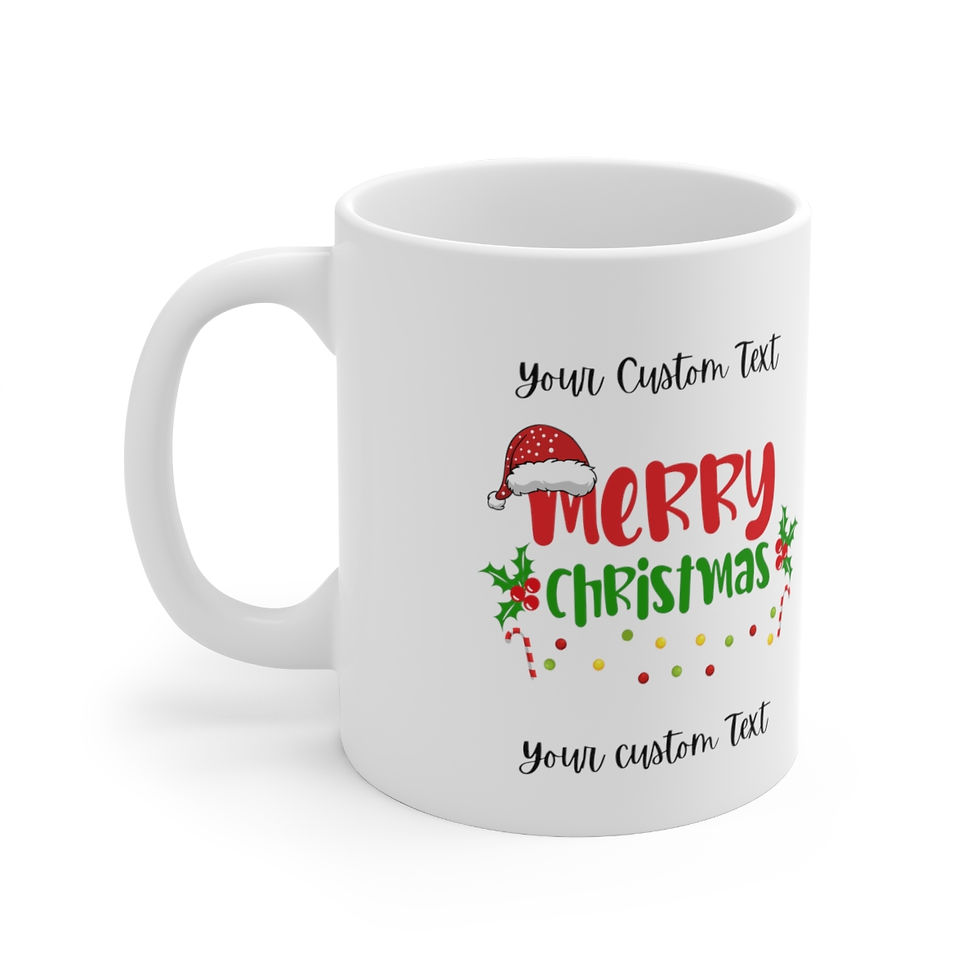 Thumbnail: Customizable Dinosaur Raptor Rocks Christmas Santa 11oz Ceramic Coffee Mug #3