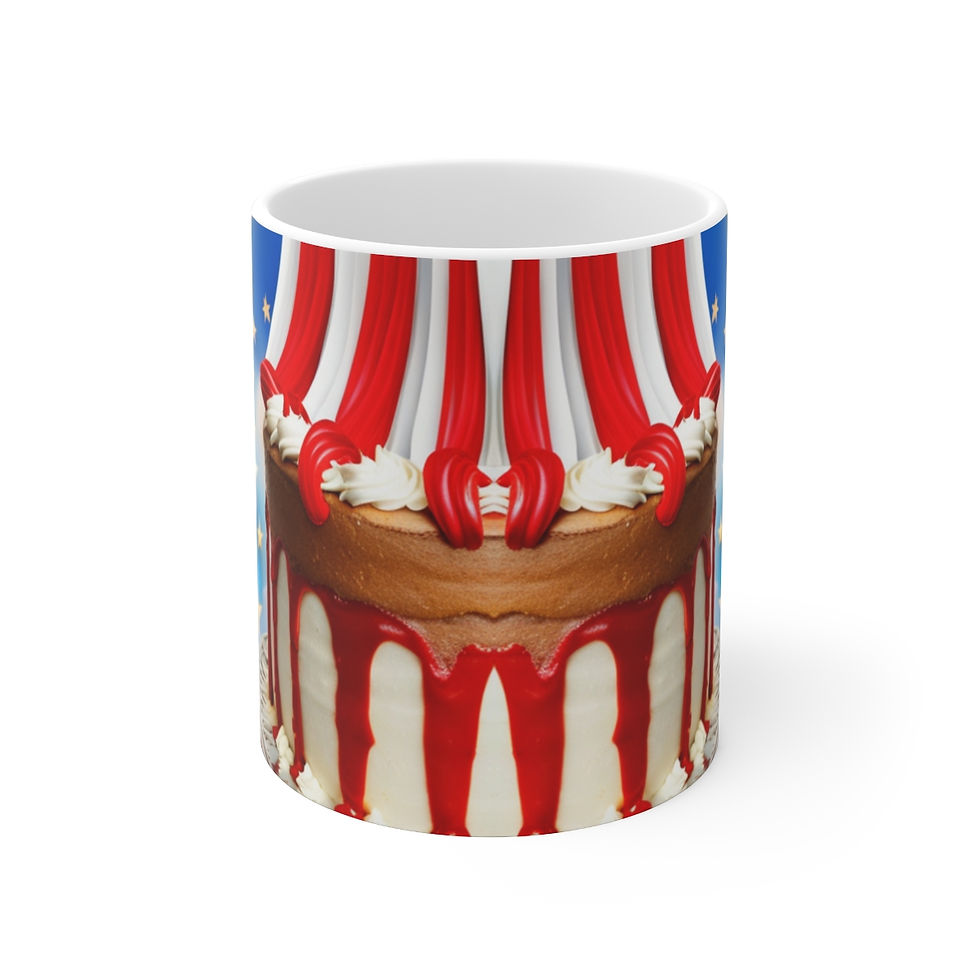 Thumbnail: Happy 4th of July Cake Celebration #16 Ceramic 11oz Mug AI- Unique Artwork