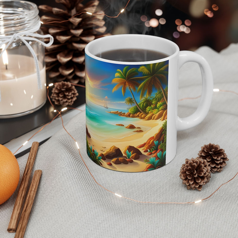 Thumbnail: Tropical Beach Paradise #1 Mug 11oz mug AI- Unique Artwork