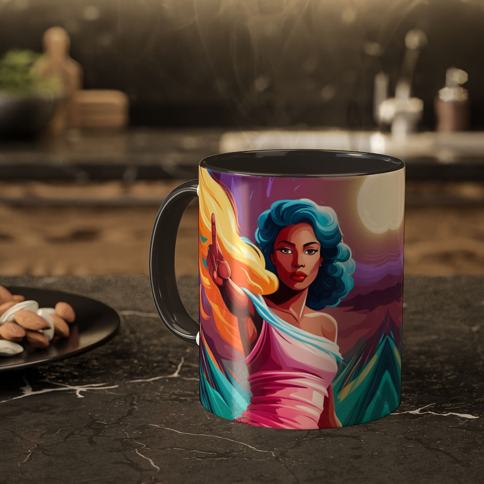 Thumbnail: African Cultural Designs Pop Art Colorful #6 11oz Black Accent Coffee Mug