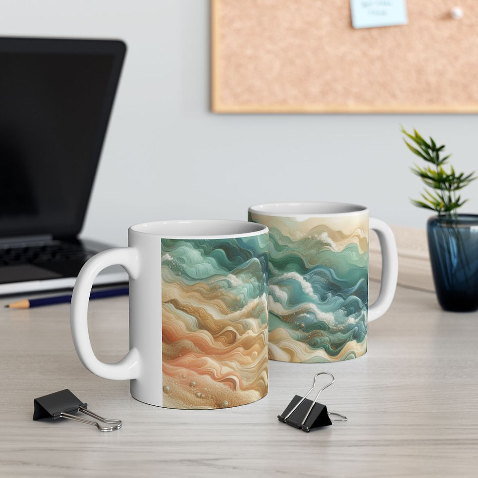 Thumbnail: Tropical Beach Waves Ceramic Coffee Mug, (11oz, 15oz) #4