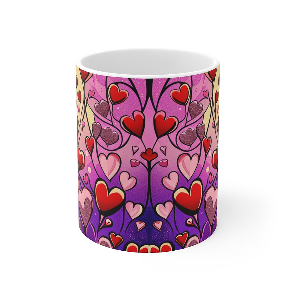 Thumbnail: Love Charming Pink Heart Collection #16 Decorative 11oz Ceramic Coffee Mug