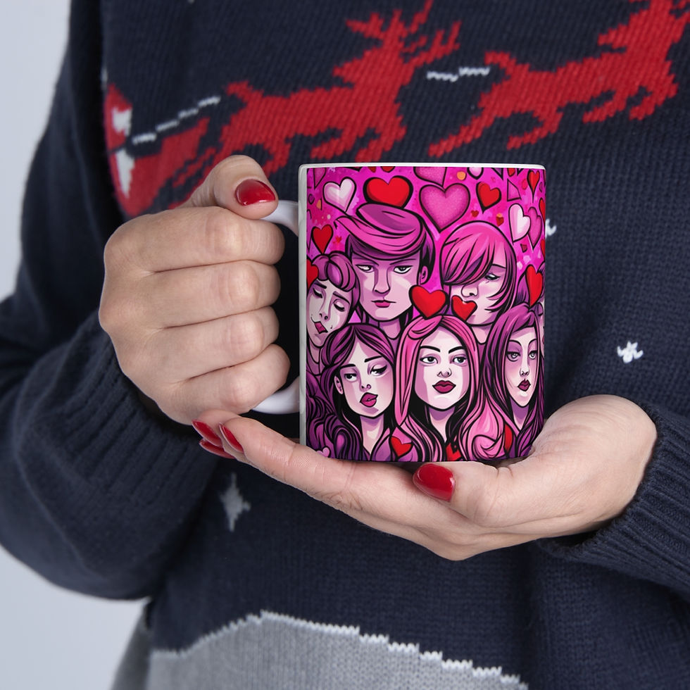 Thumbnail: Love Charming Pink Heart Collection #15 Decorative 11oz Ceramic Coffee Mug