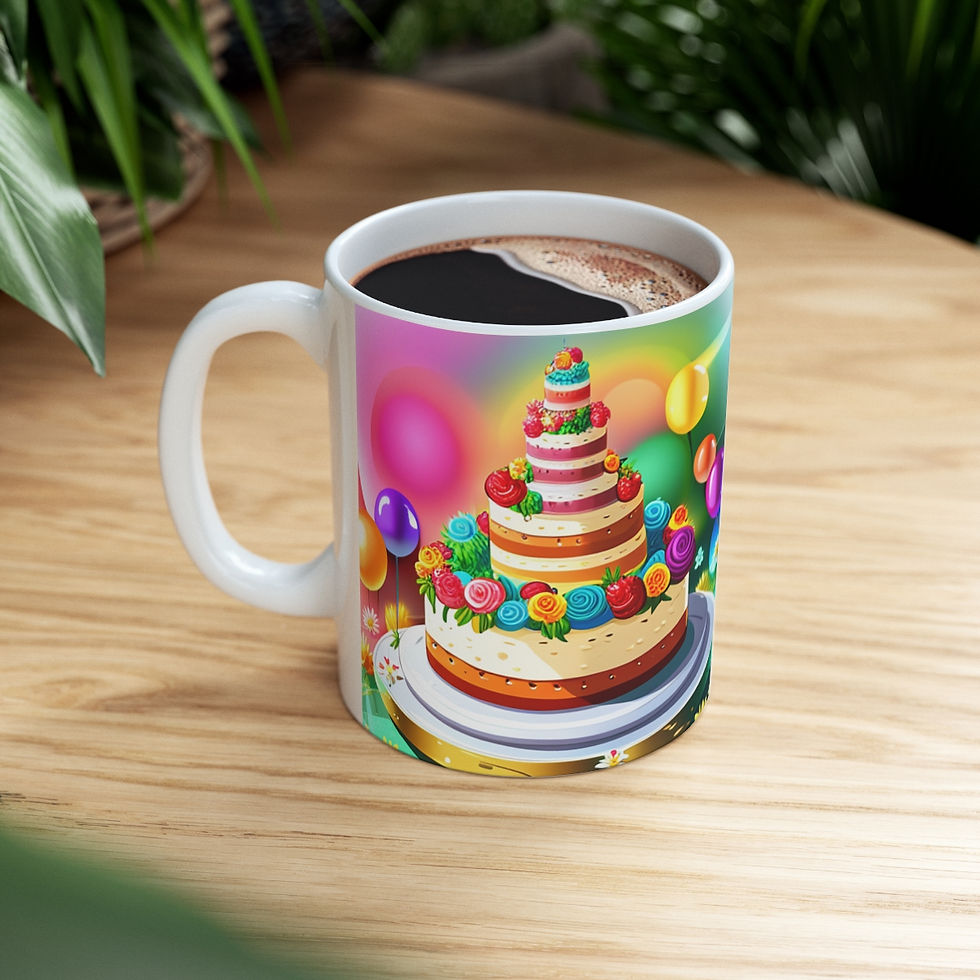 Thumbnail: Happy Birthday Rainbow Cake Celebration #30 Ceramic 11oz Mug Artwork