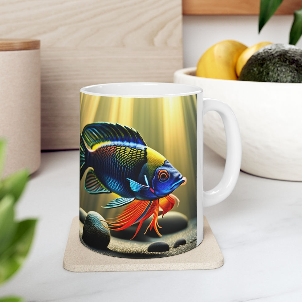 Thumbnail: Blue & Gold Fish Aquatic Fantasy Mug 11oz mug Artwork