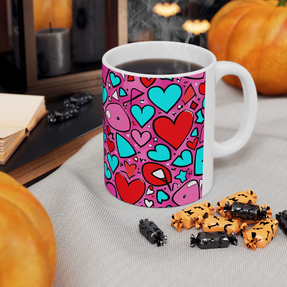 Thumbnail: Love Charming Pink Heart Collection #13 Decorative 11oz Ceramic Coffee Mug