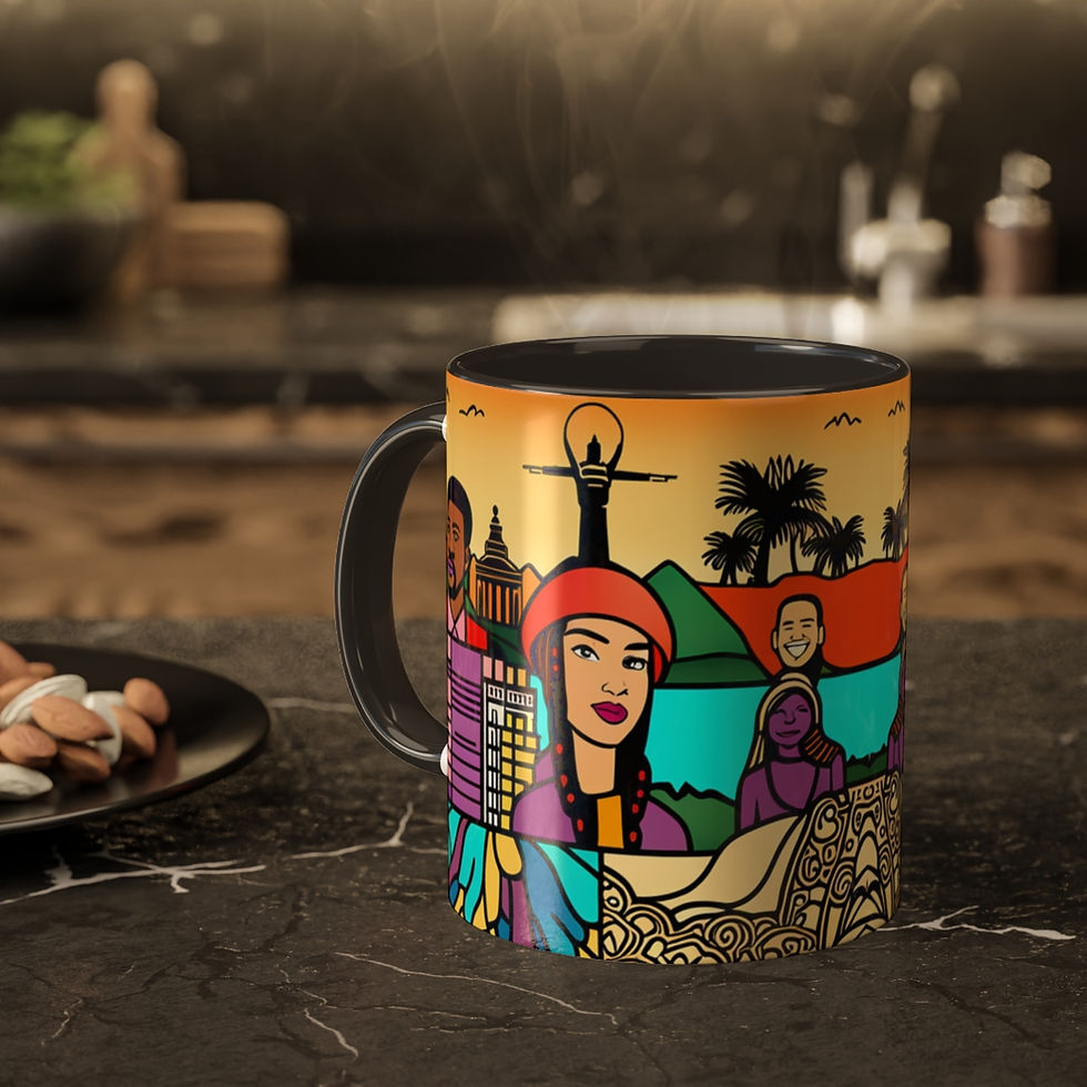 Thumbnail: African Cultural Designs Pop Art Black Colorful #26 11oz Black Accent Coffee Mug