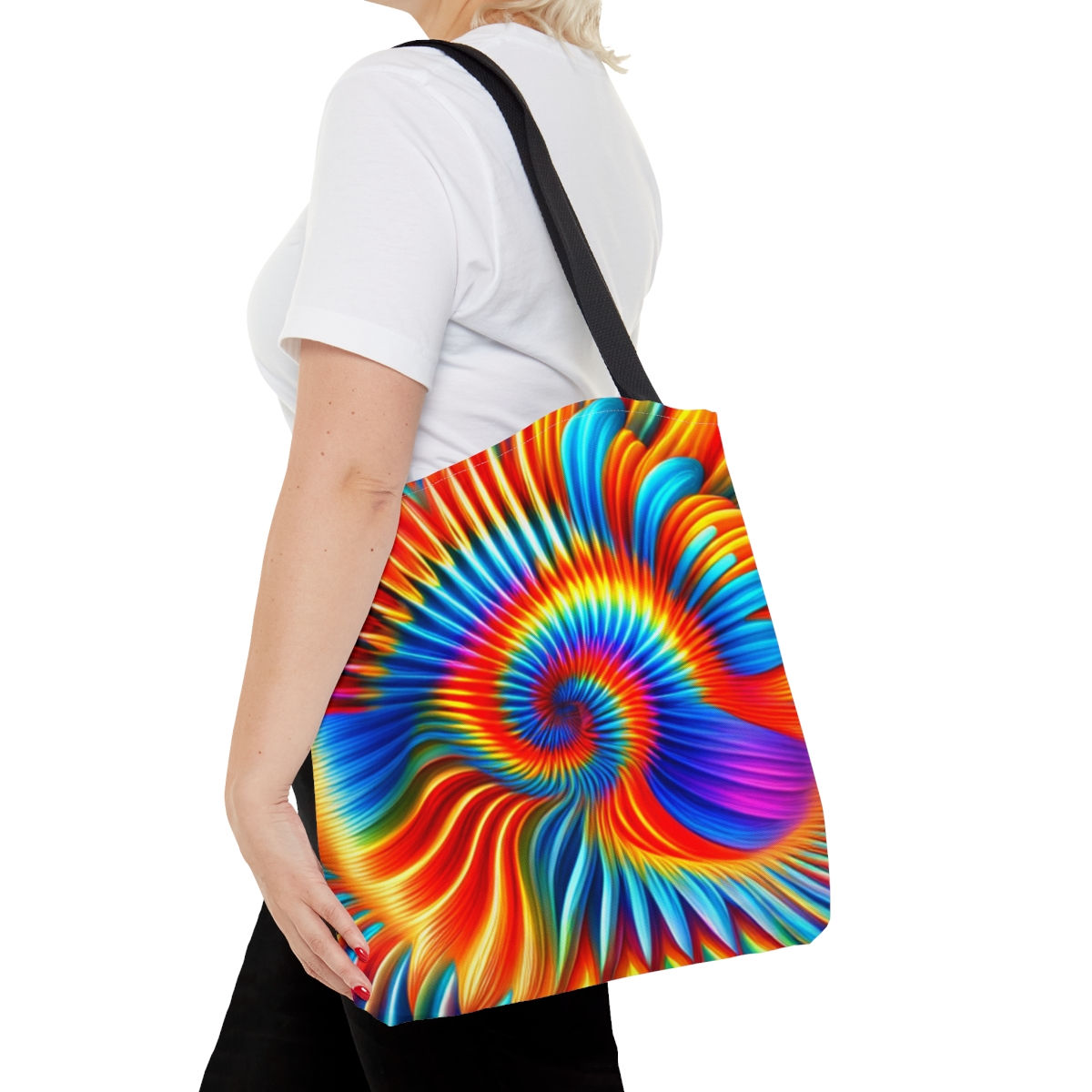 Tie-Dye Tunnel Swirls and Ripples Tote Bag All Over Print 100% Polyester