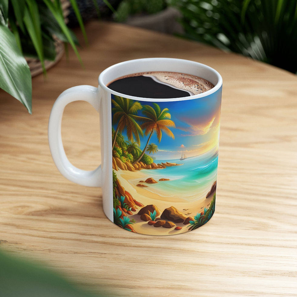 Thumbnail: Tropical Beach Paradise #1 Mug 11oz mug AI- Unique Artwork