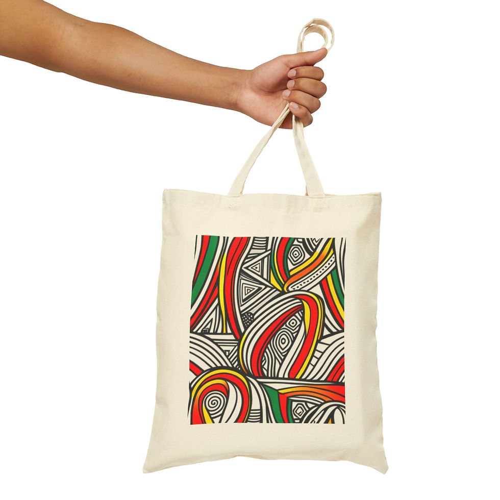 Thumbnail: African Cultural Designs Tribal  #2 100% Cotton Canvas Tote Bag 15" x 16"