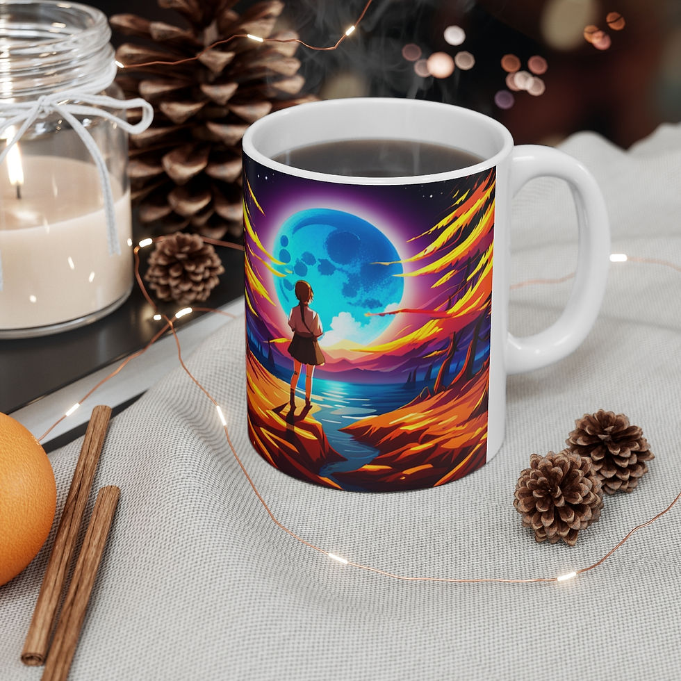 Thumbnail: Lunar Moon Anime Fantasy Art #14 Ceramic Mug 11oz Unique Artwork