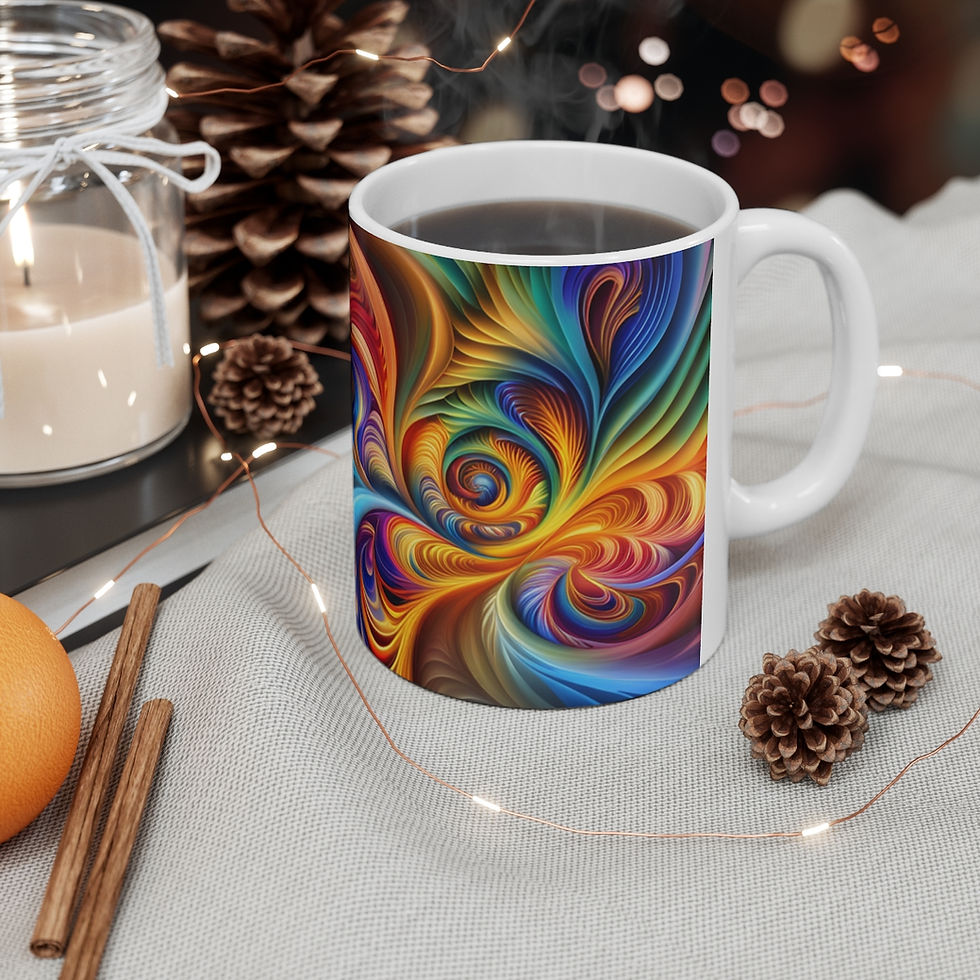 Thumbnail: Tie-Dye Vision Swirls & Ripples Ceramic 11oz Decorative Coffee Mug