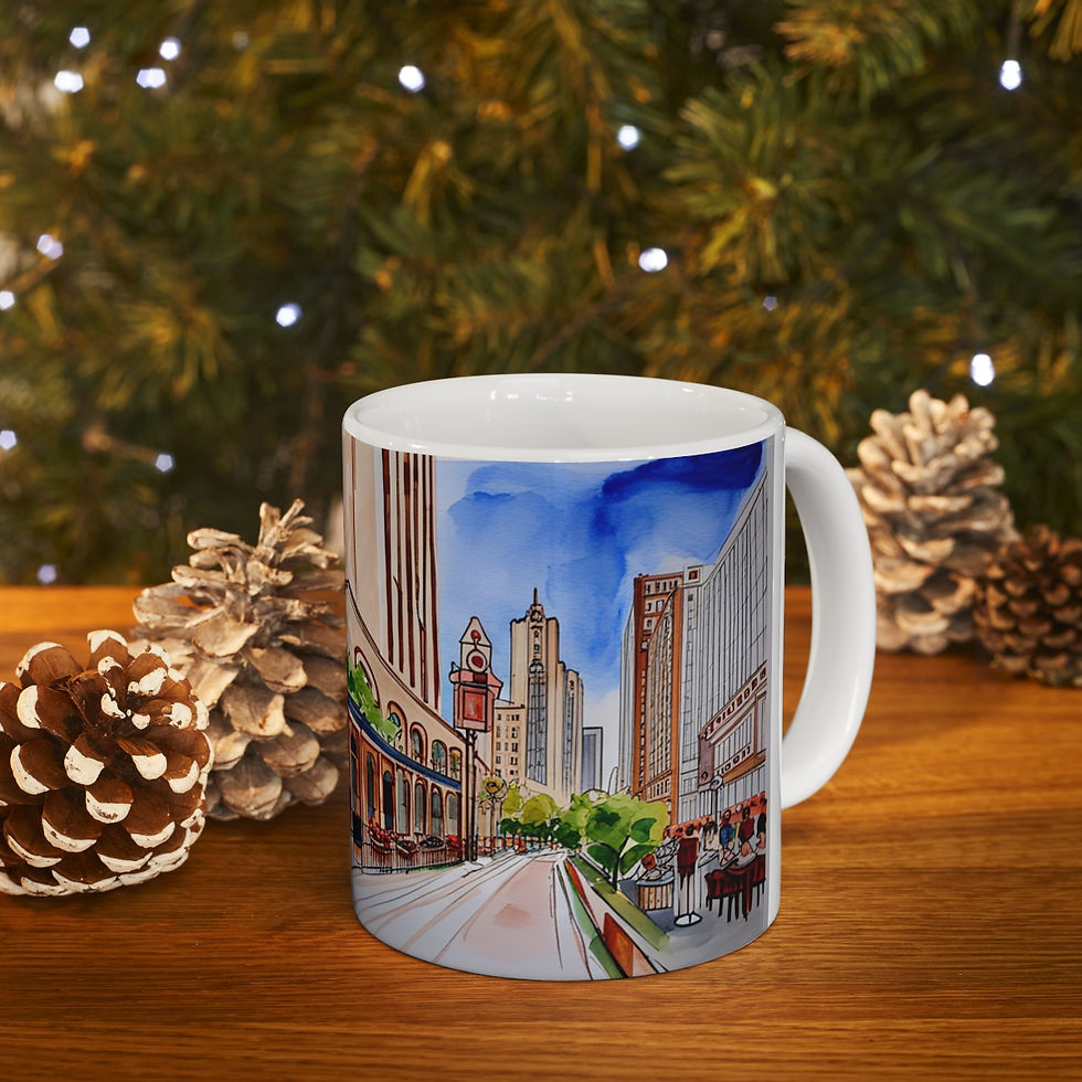 Thumbnail: At the Cafe Chicago Magnificent Mile #24 Mug 11oz AI- Unique Artwork