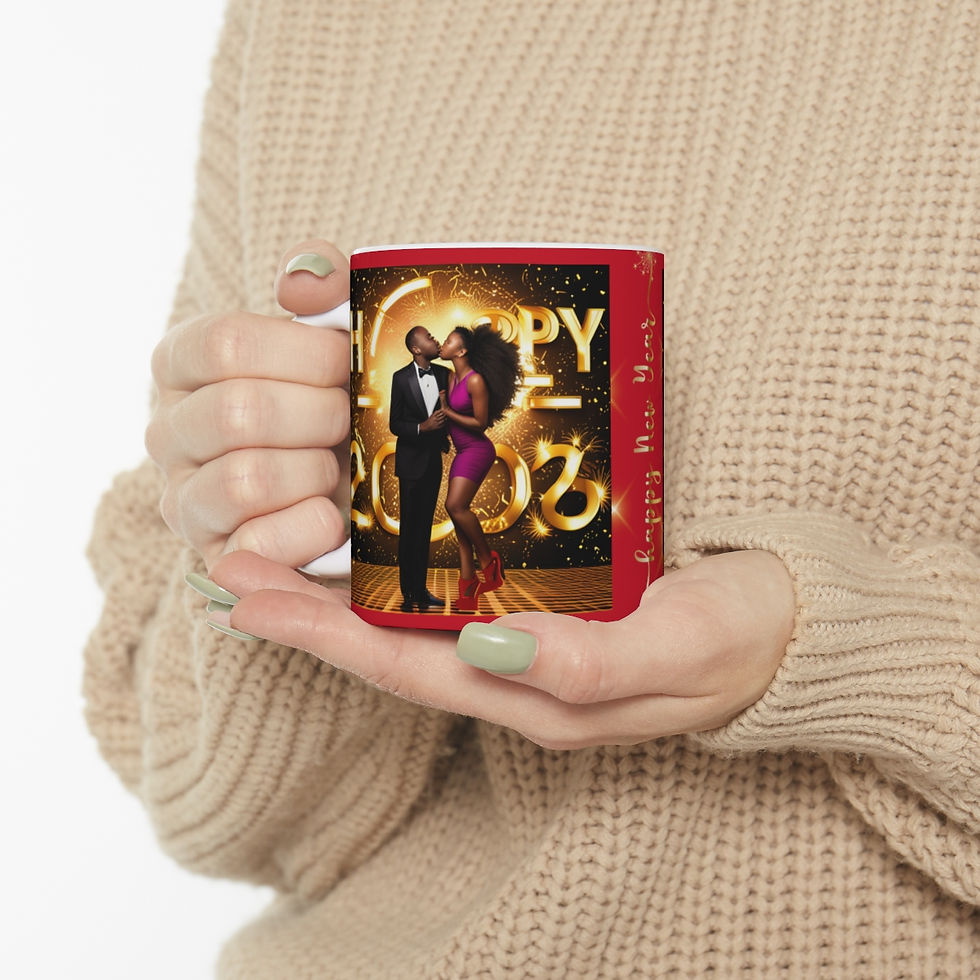 Thumbnail: New Year's Celebration Couple #3 Decorative 11oz Ceramic Coffee Mug Unique