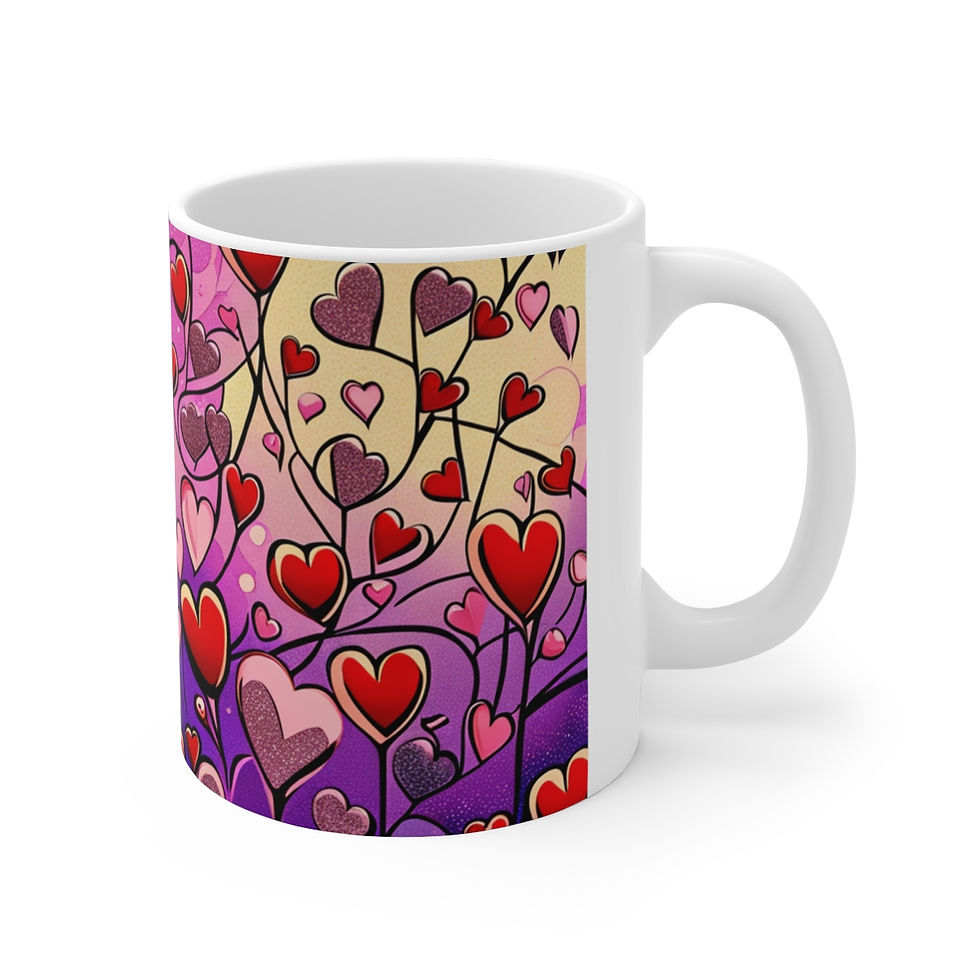 Love Charming Pink Heart Collection #16 Decorative 11oz Ceramic Coffee Mug