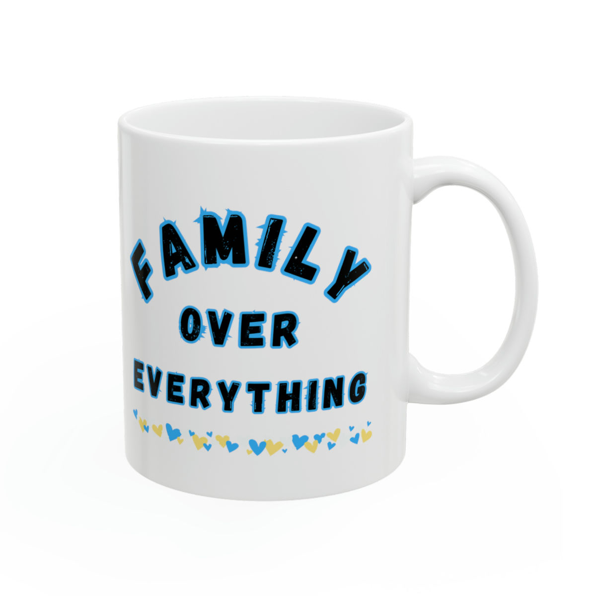 Copy of Family Over Everything Blue Border 11oz Ceramic Mug Design Tableware