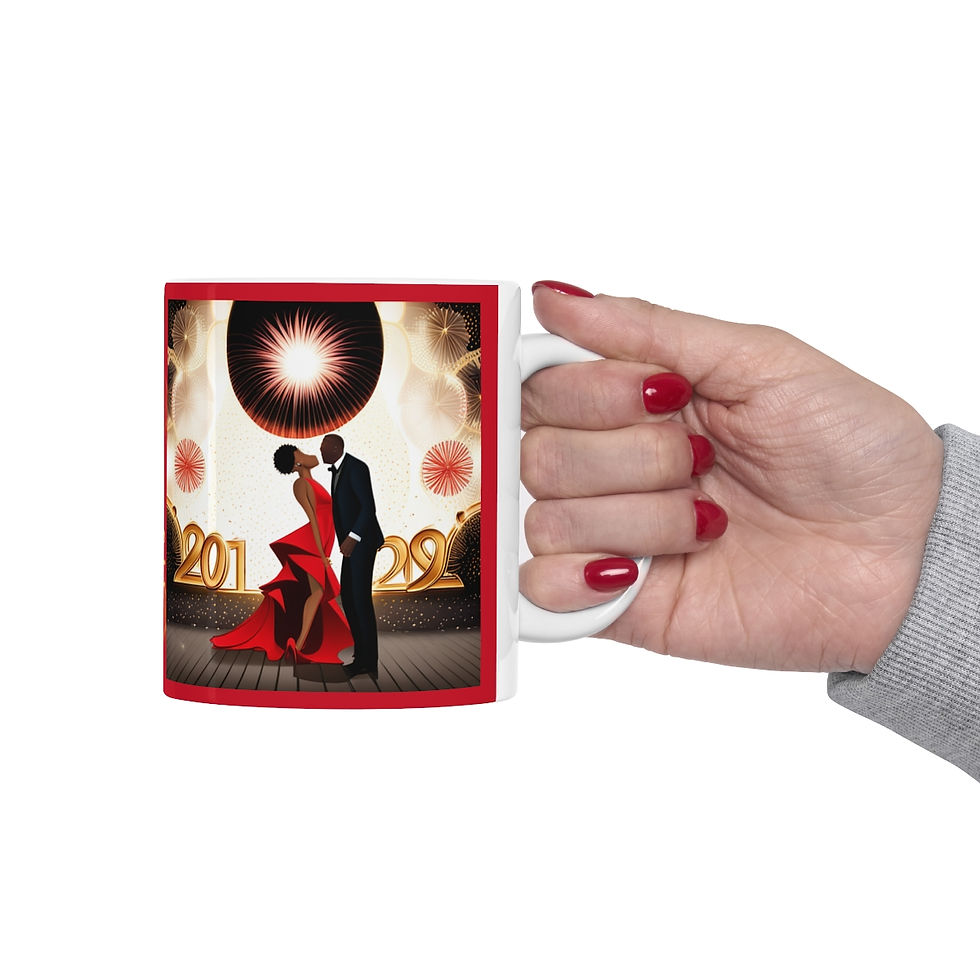 Thumbnail: New Year's Celebration Couple Decorative 11oz Ceramic Coffee Mug Design #2