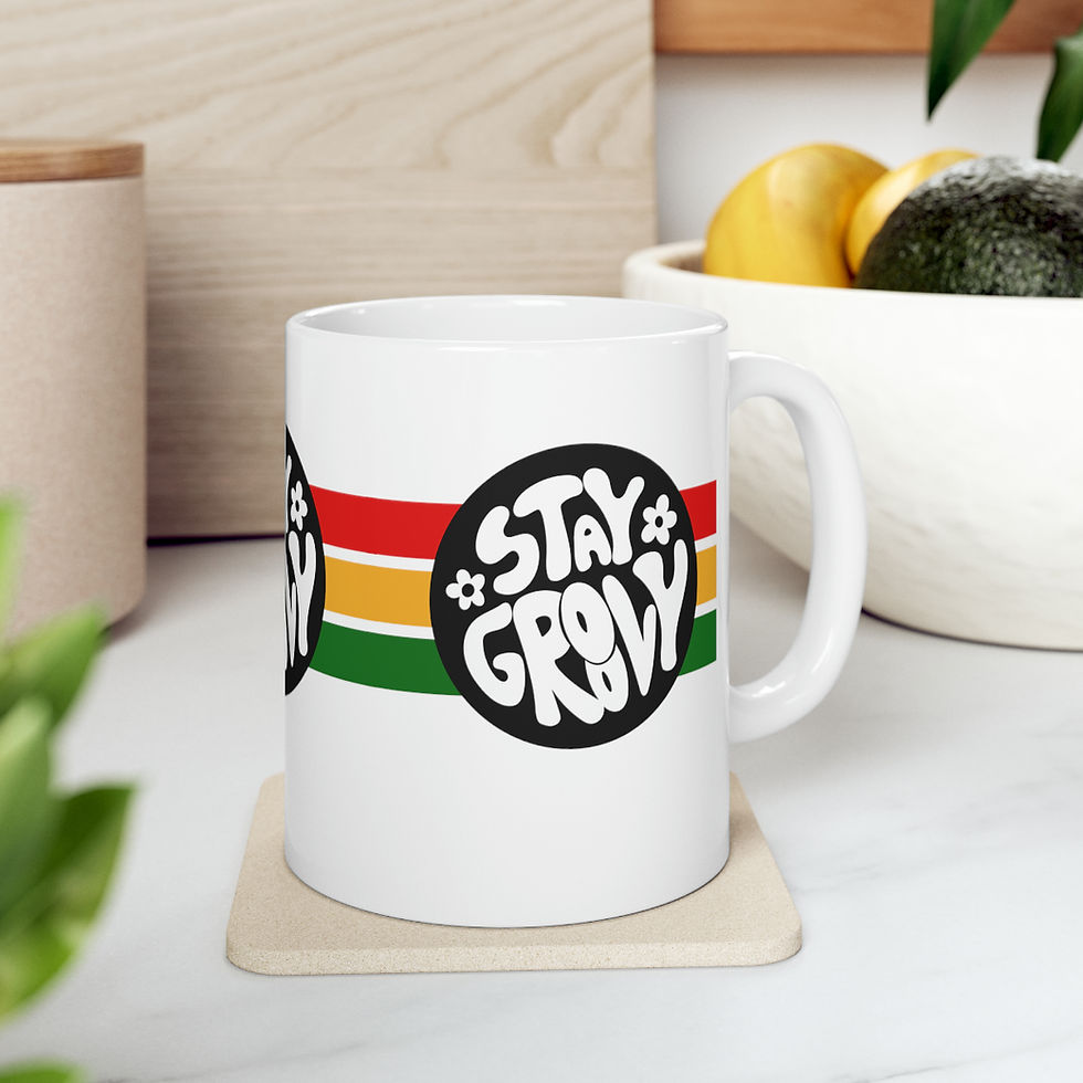 Thumbnail: Stay Groovy 11oz White Ceramic Beverage Mug Decorative Art