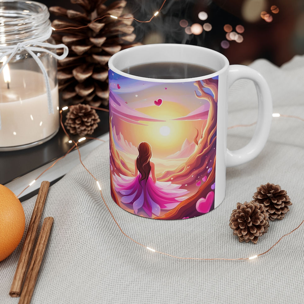 Thumbnail: Love Charming Pink Heart Collection #9 Decorative 11oz Ceramic Coffee Mug