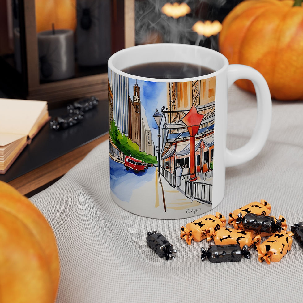 Thumbnail: At the Cafe Chicago Magnificent Mile #22 Mug 11oz AI- Unique Artwork