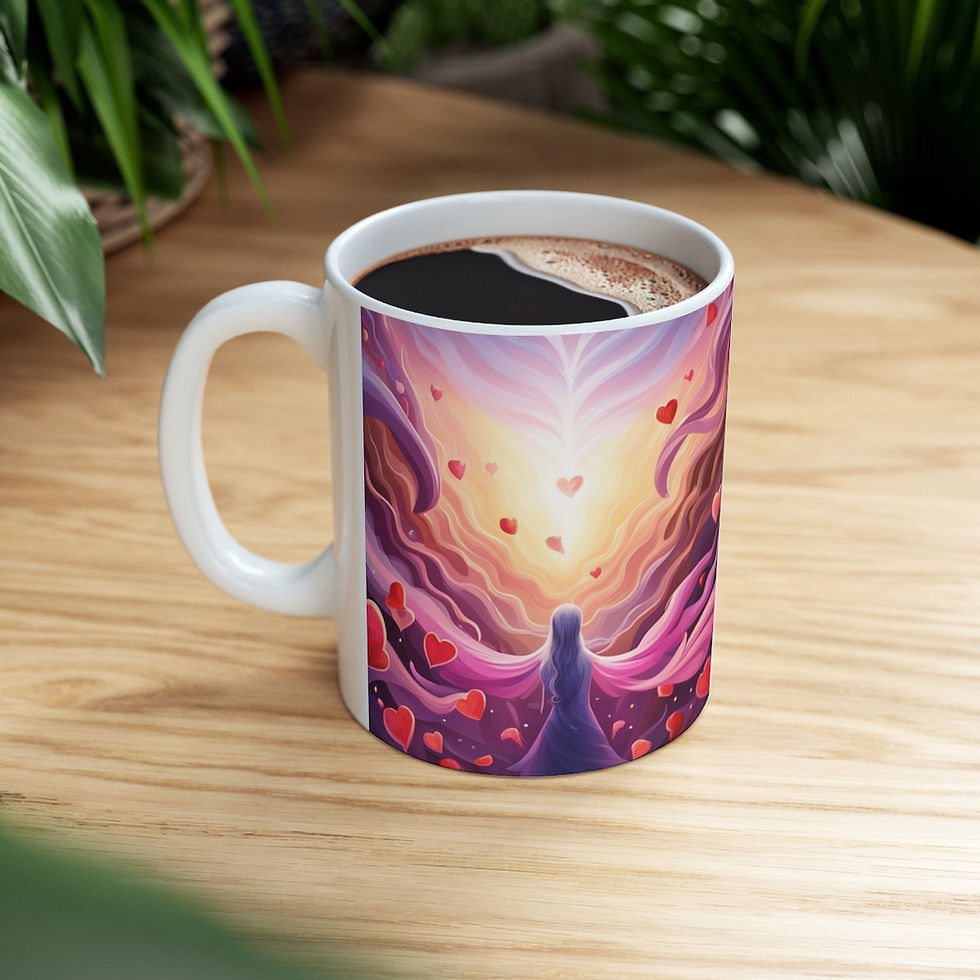 Thumbnail: Love Charming Pink Heart Collection #12 Decorative 11oz Ceramic Coffee Mug