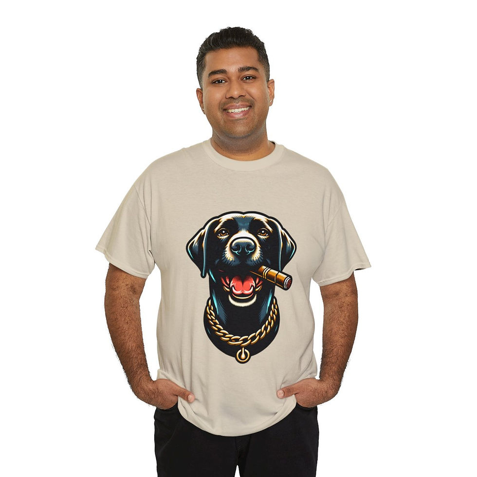 Thumbnail: Muse Wearable The Dog Life Black Labrador Cigar Gold Chain Crewneck T-Shirt