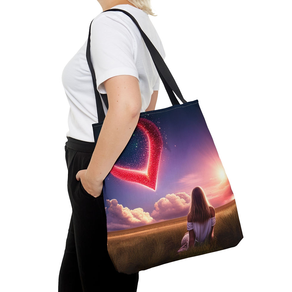 Thumbnail: Kisses from Heaven Red Skies Series #6 Tote Bag AI Artwork 100% Polyester
