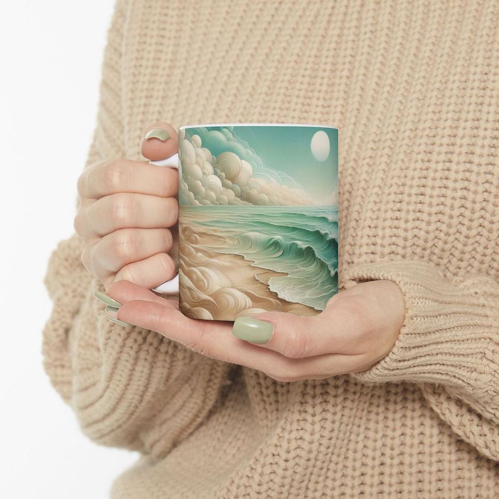 Thumbnail: Tropical Beach Waves Ceramic Coffee Mug, (11oz, 15oz) #3