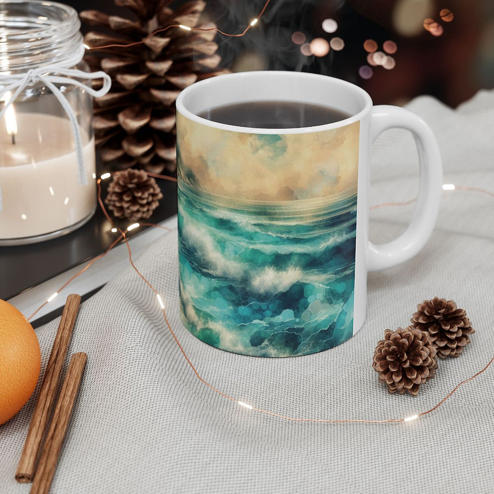 Thumbnail: Tropical Beach Waves Ceramic Coffee Mug, (11oz, 15oz) #8