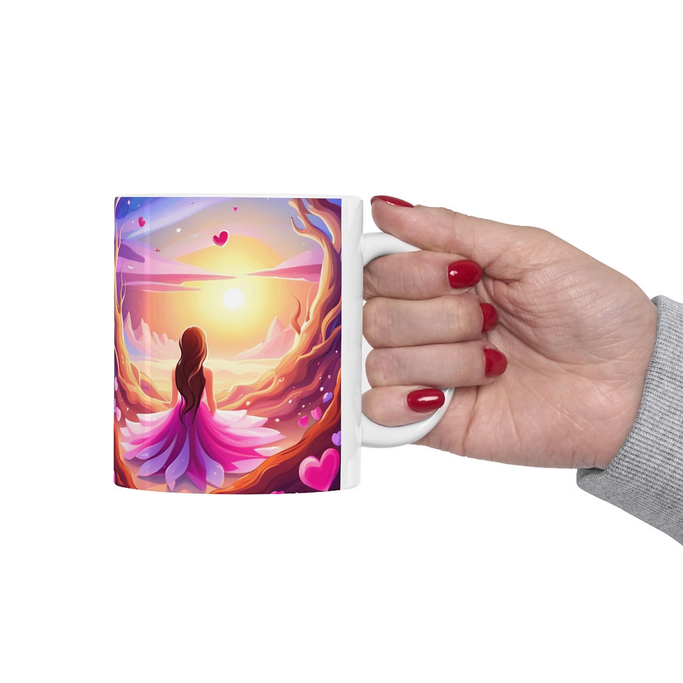Thumbnail: Love Charming Pink Heart Collection #9 Decorative 11oz Ceramic Coffee Mug