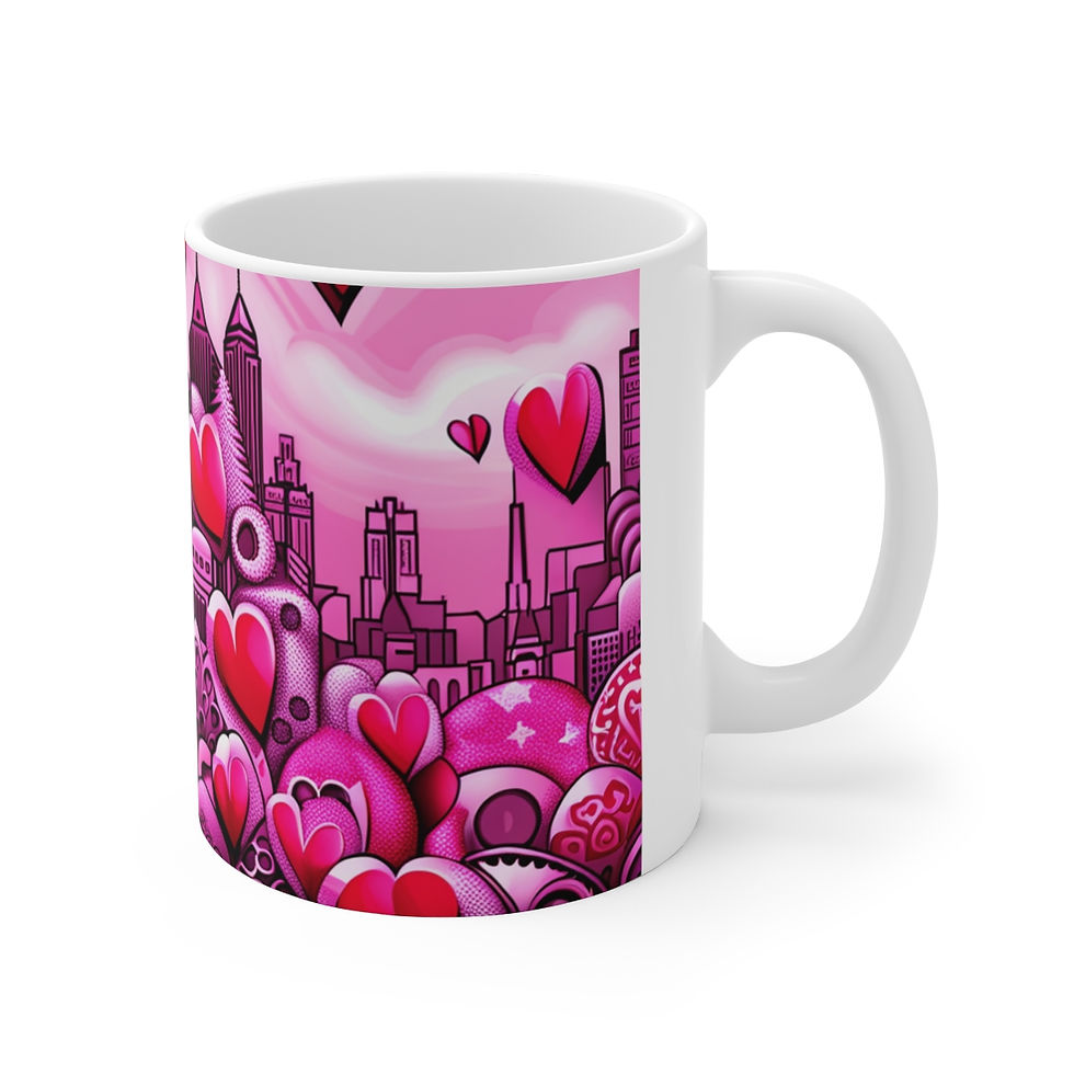 Love Charming Pink Heart Collection #14 Decorative 11oz Ceramic Coffee Mug