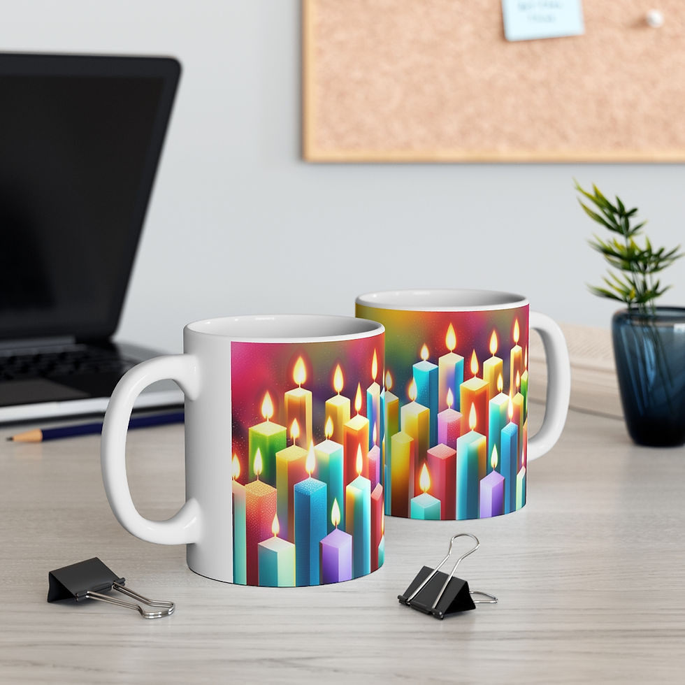 Thumbnail: Happy Birthday Candles #5 Ceramic 11oz Mug AI- Unique Artwork
