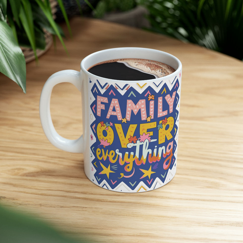 Thumbnail: Family Over Everything Astec 11oz Ceramic Mug Design Tableware