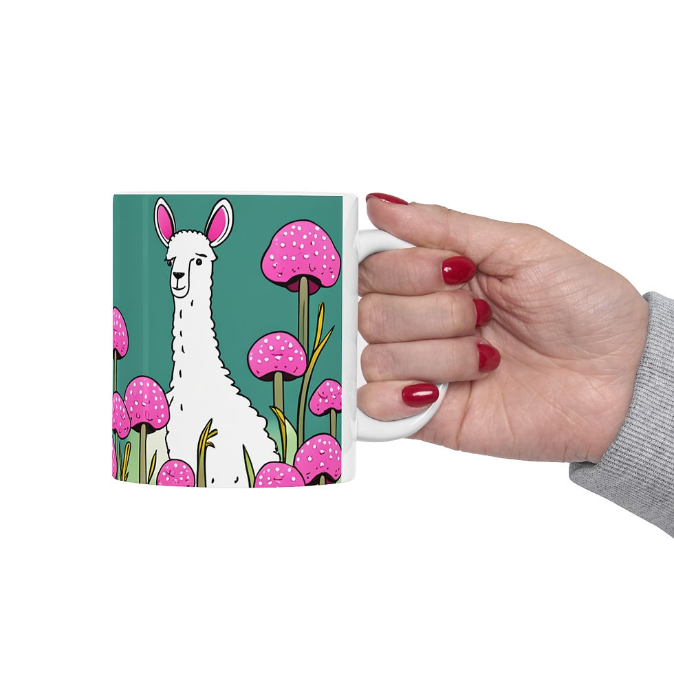 Thumbnail: Good Vibes Cute Llama Funny #11 Ceramic 11oz Mug AI- Unique Artwork