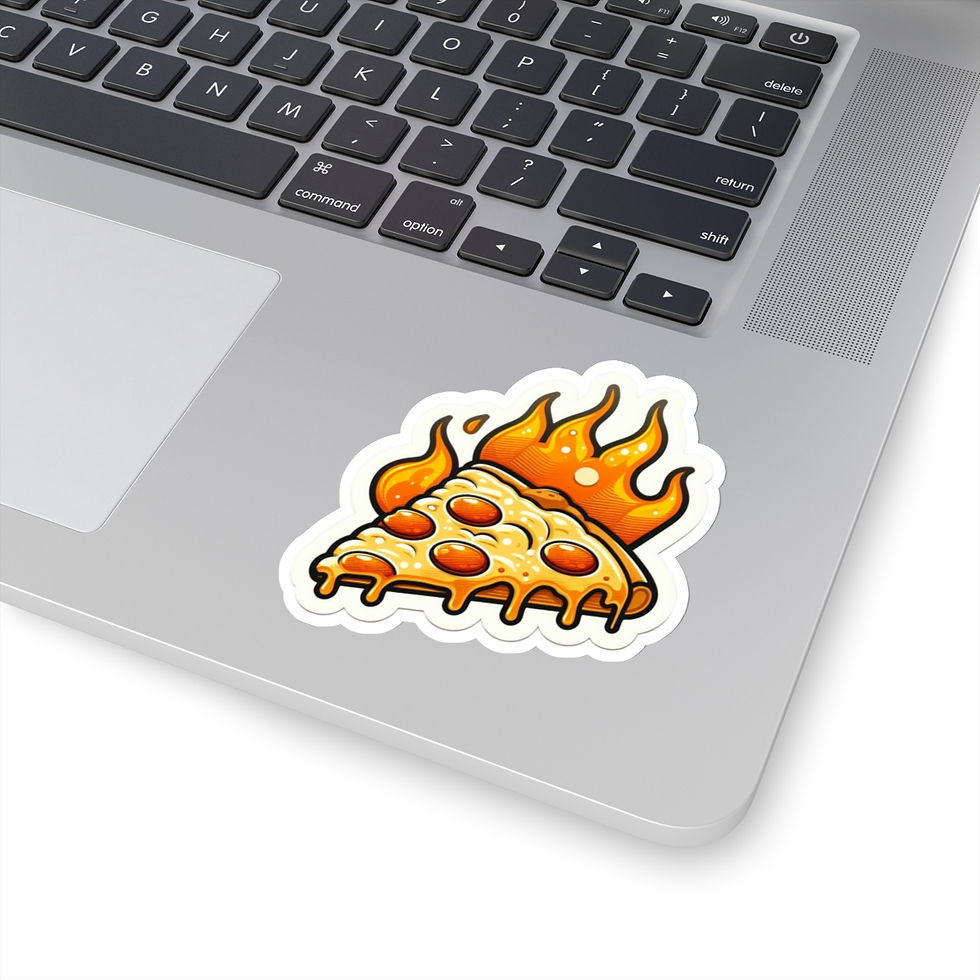 Flaming Pizza Slice Foodie Vinyl Stickers, Laptop, Water Bottle, Journal #11