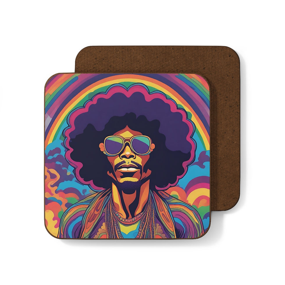 Thumbnail: Retro 60's Psychedelic #39 Hardboard Back AI-Enhanced Beverage Coasters