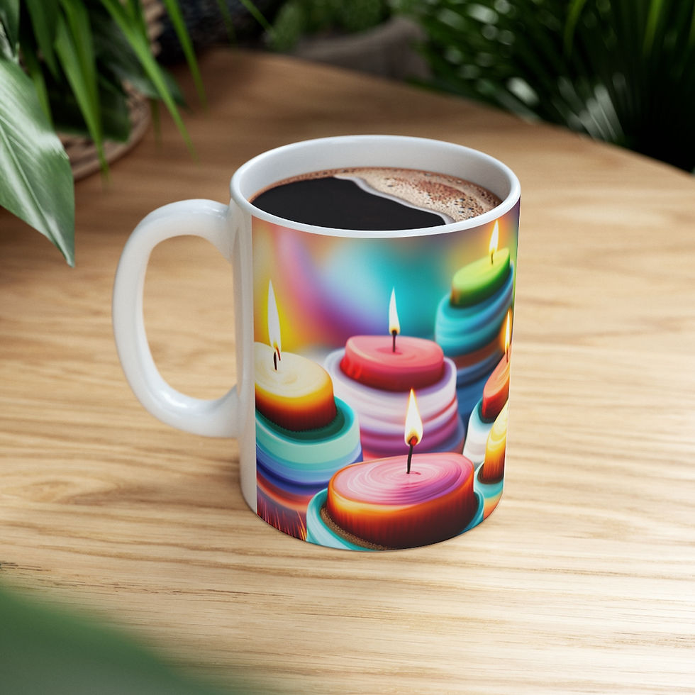 Thumbnail: Happy Birthday Candles #7 Ceramic 11oz Mug AI- Unique Artwork