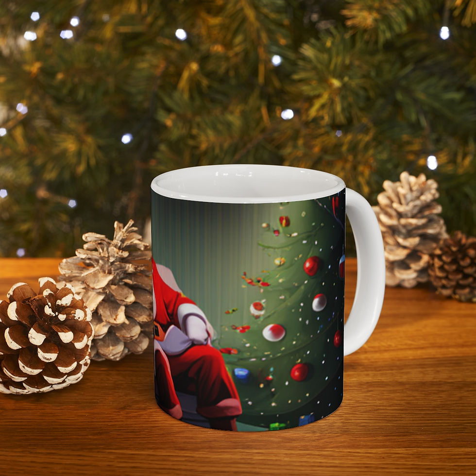 Thumbnail: Merry Christmas Santa Fireplace Decorative 11oz Ceramic Coffee Mug Design #2