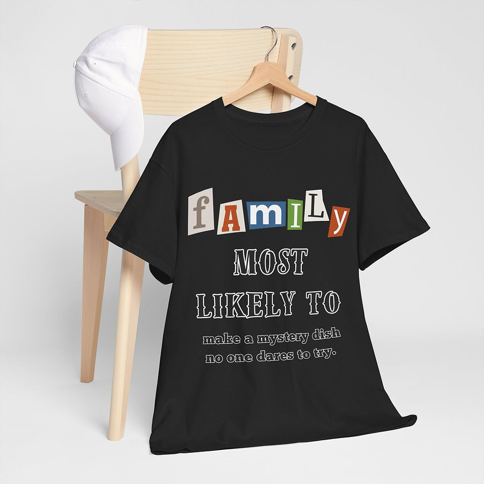 Thumbnail: Family "Most Likely To" Make a mystery dish Tshirt