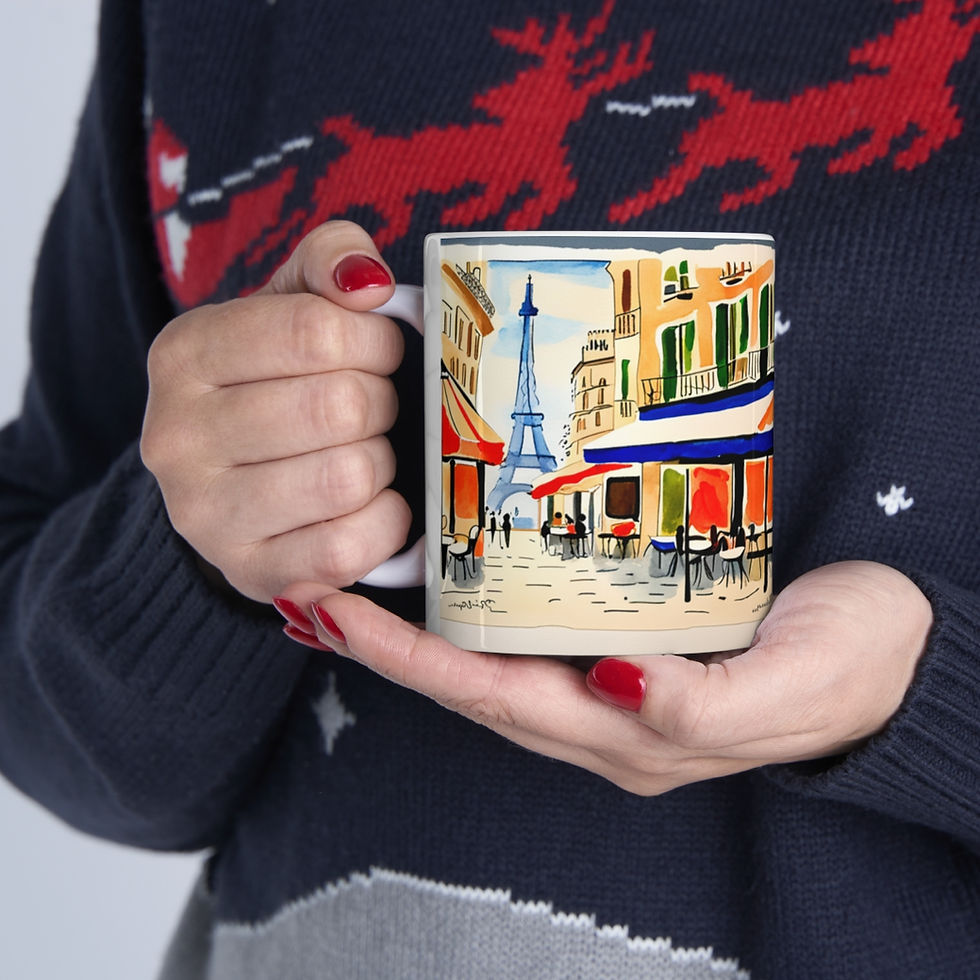 Thumbnail: At the Cafe Paris France #1 Mug 11oz AI- Unique Artwork