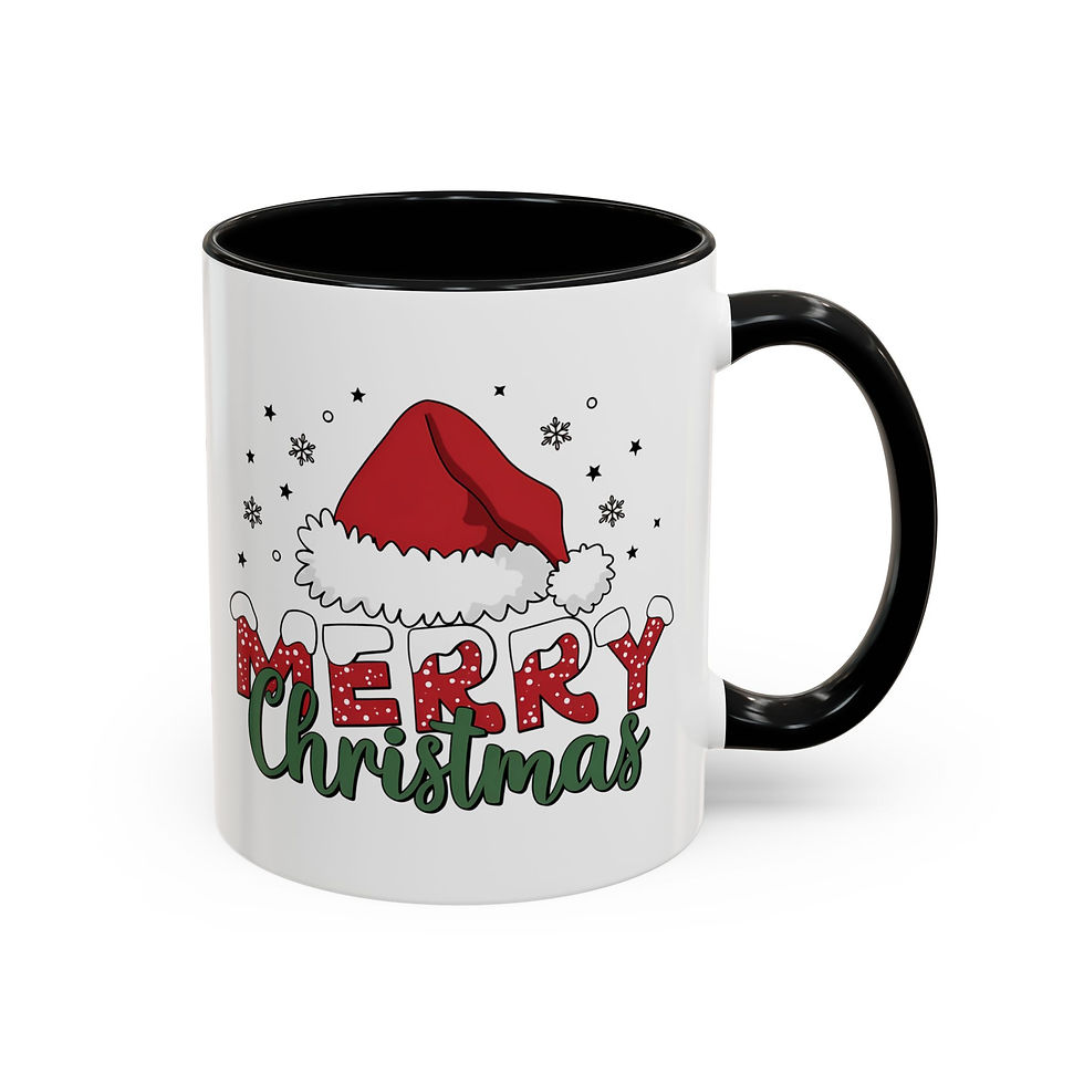 Mug - Merry Christmas Santa Hat Accent Coffee Mug (11, 15oz)