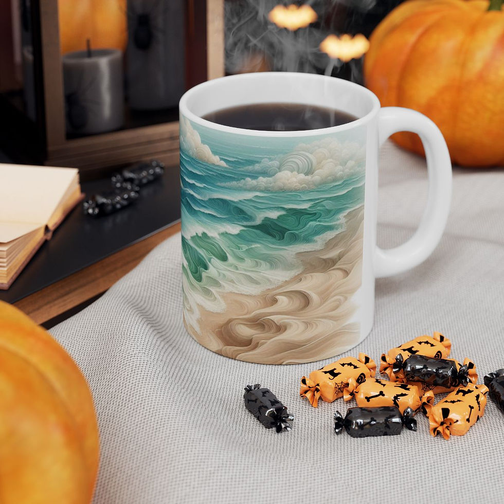 Thumbnail: Tropical Beach Waves Ceramic Coffee Mug, (11oz, 15oz) #1