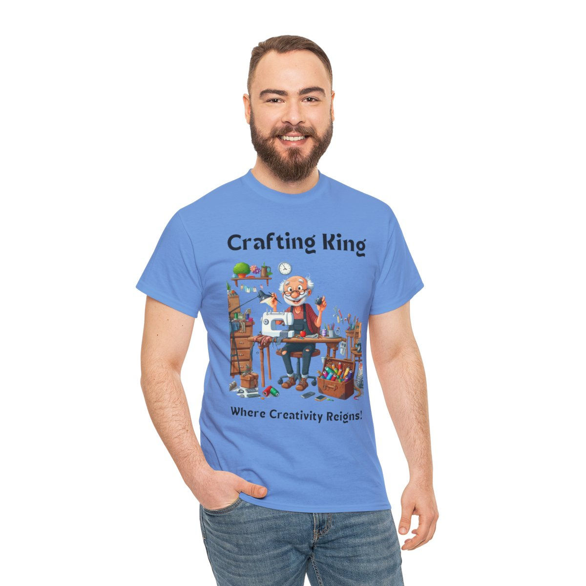 Crafting King: Where Creativity Reigns, Grandpa 100% Cotton Classic Fit T-shirt