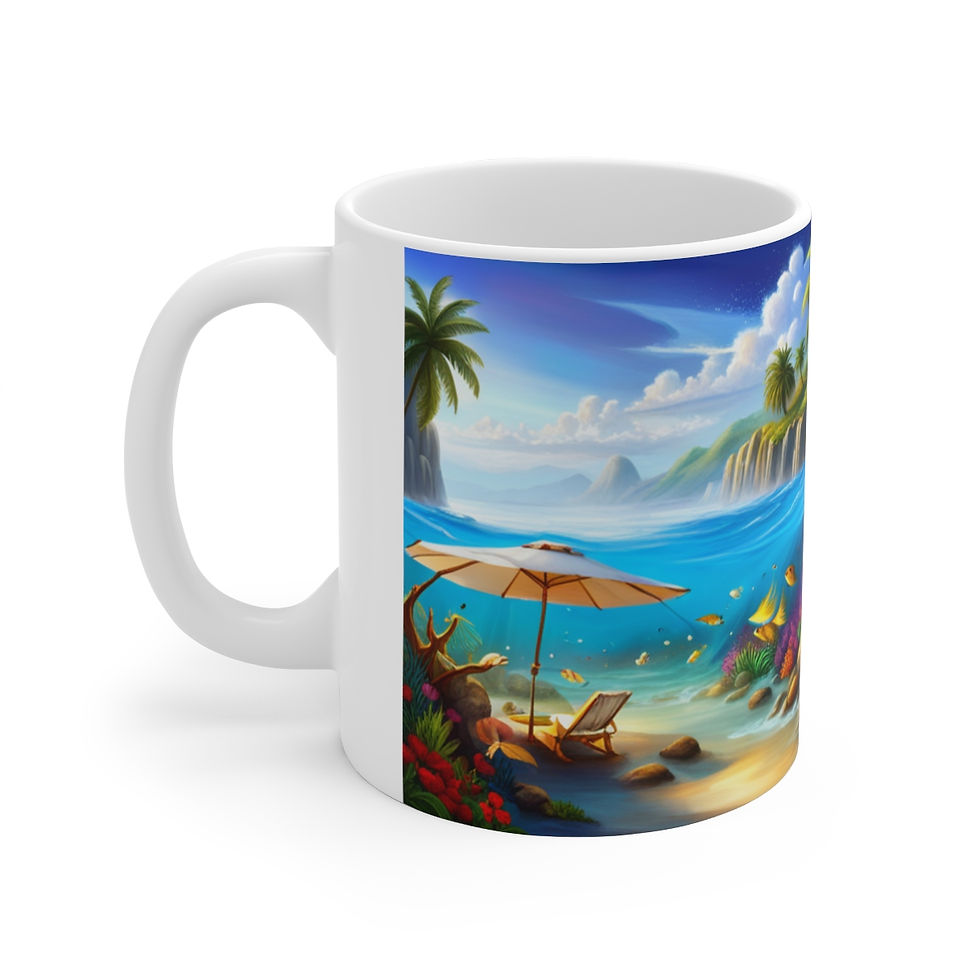 Thumbnail: Tropical Beach Paradise #3 Mug 11oz mug AI- Unique Artwork
