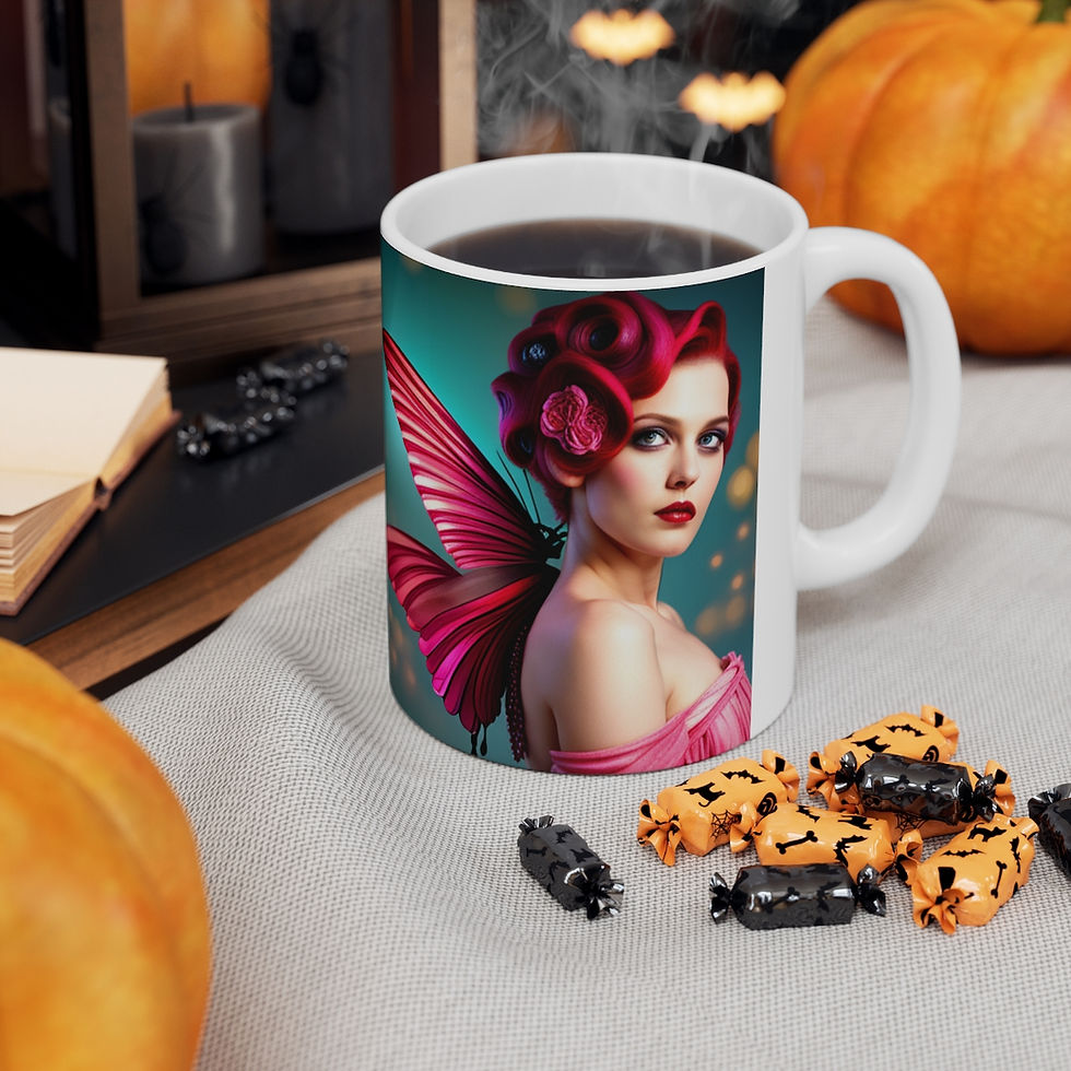 Thumbnail: January Birthday Fairies & Butterflies #4 Decorative 11oz Ceramic Coffee Mug