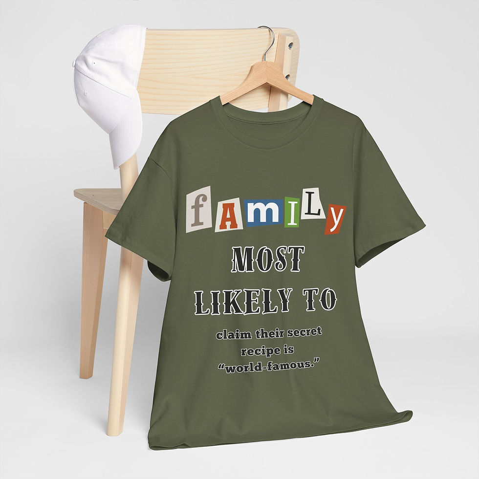 Thumbnail: Family "Most Likely To" Claim a Secret recipe if "World Famous" Tshirt