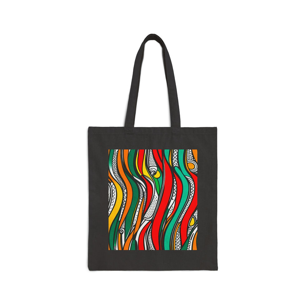 Thumbnail: African Cultural Designs Tribal  #3 100% Cotton Canvas Tote Bag 15" x 16"