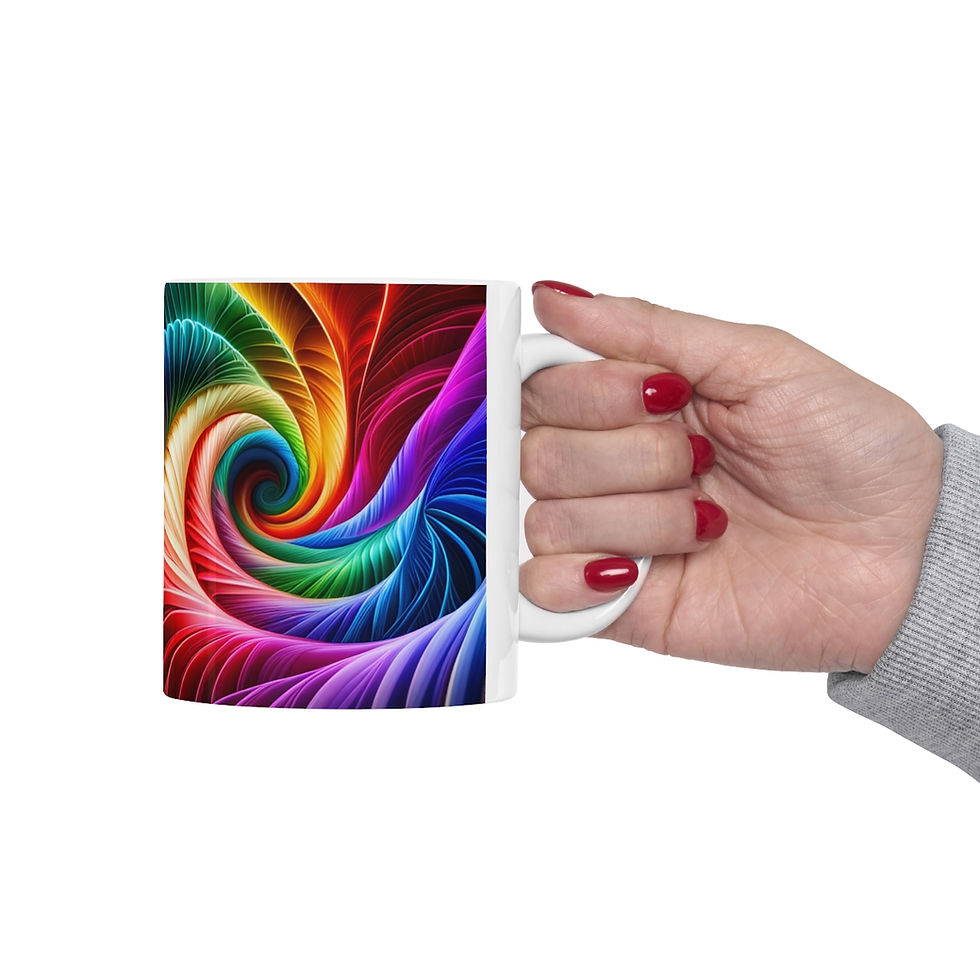 Thumbnail: Color Fusion Rainbow Swirls in Motion #14 Decorative 11oz Ceramic Coffee Mug